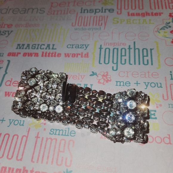 Chunky Stunning Clear Rhinestone  Designer Signer Sherman Bracelet Canada - Picture 2 of 11